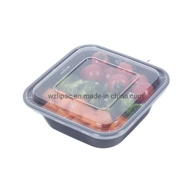 Black Rectangular PP Disposable Plastic Food Storage Takeaway Container