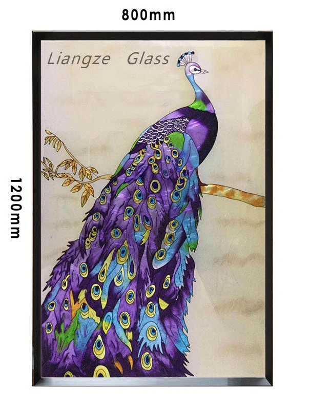 Hand Painted Peacock Picture Art Ceramic Painting for Wall Decoration