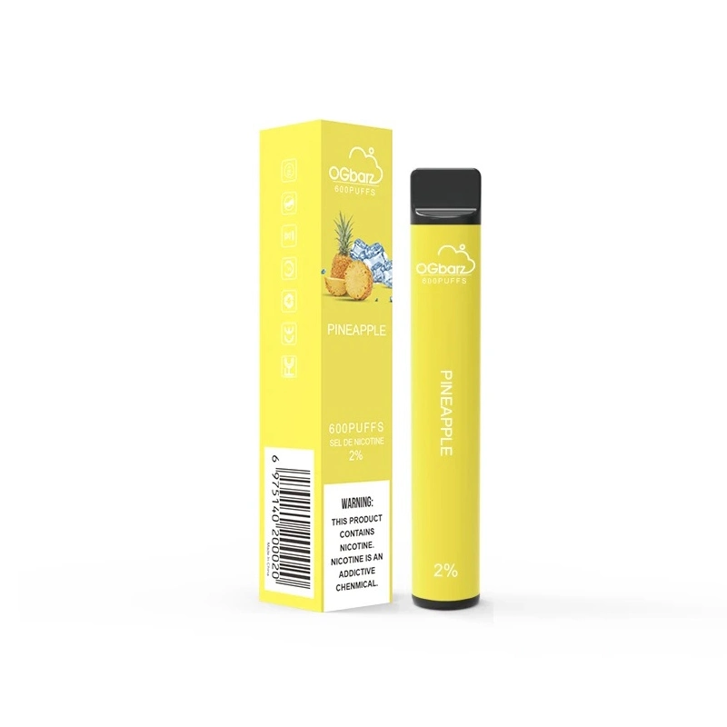Commerce de gros e-cigarette Ogbarz 600 bouffées de 2 % de sel de la nicotine Nouveau Style Vape stylo jetable