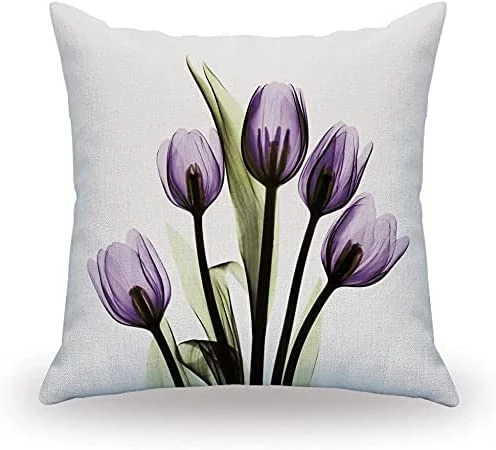 Purple Flower Throw Pillow Cover