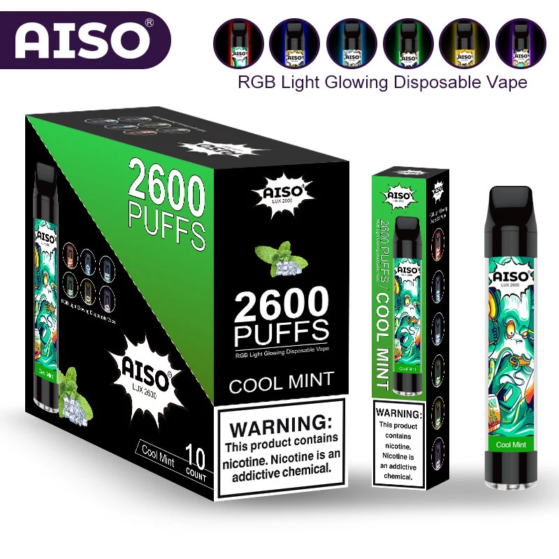 Preço de promoção 2600borlas para luz RGB brilhante a AISO Lux Vape descartáveis de feltro