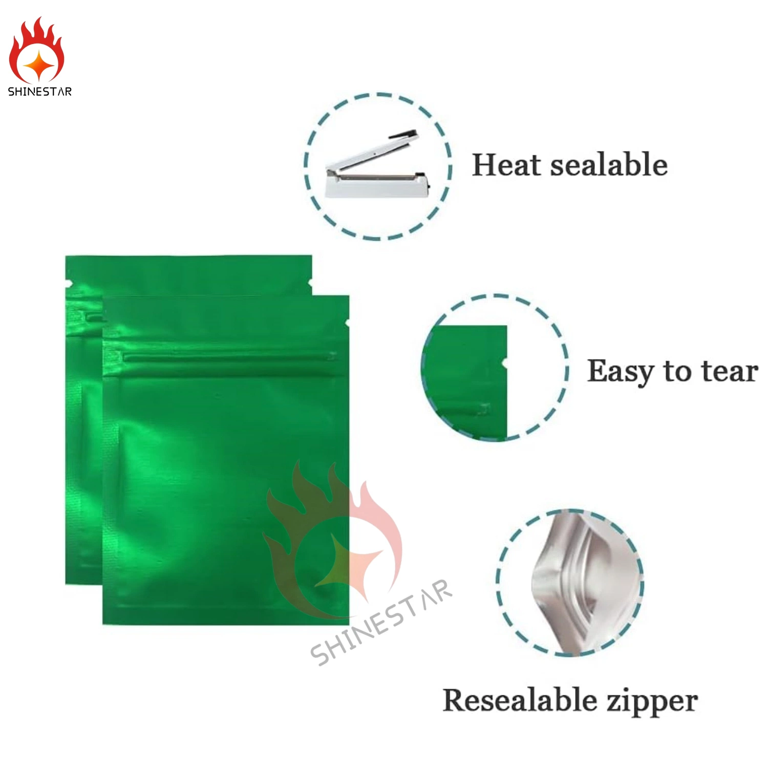 Mylar Zipper Lock Food Storage Bag Matte Aluminum Foil Airtight Bag with Front Window Plastic Packaging Pouch