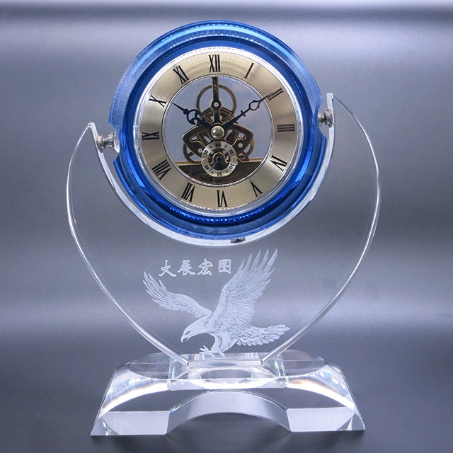 Hot vendre personnalisé pour l'horloge de cristal de gros cadeaux souvenirs