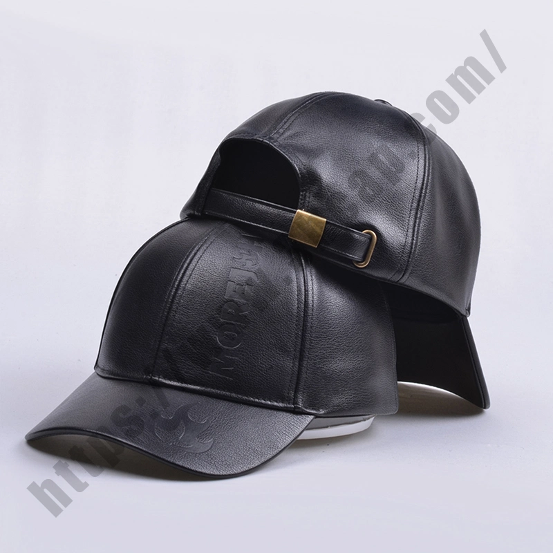 Gorras sombreros Gorra de cuero Repujado Logotipo personalizado Vintage gorros de cuero de PU