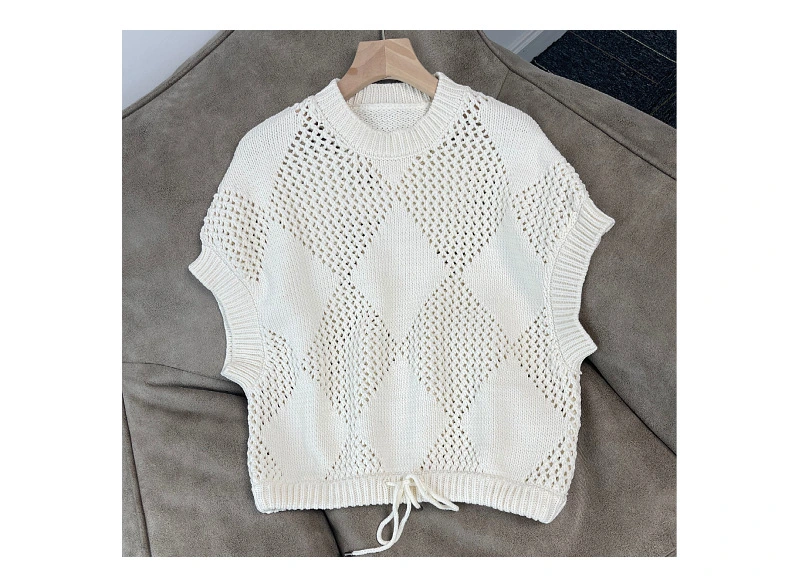 Summer Women Knitted Pullover Hollow Short Sleeve Top Shirt