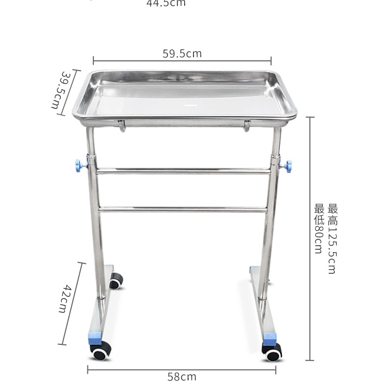 Hospital Treatment Trolley for Surgical Room Instrument Height Adjustable Mayo Table Trolley