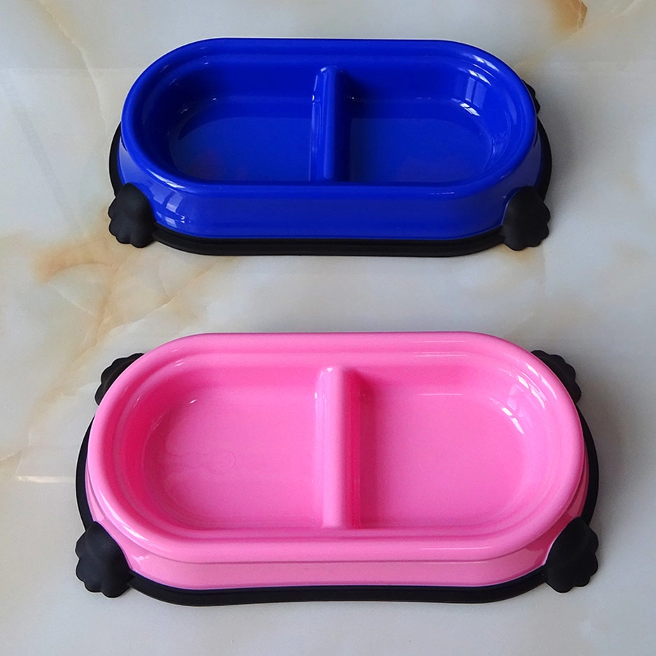 Double PP Dog Bowls Food Water Feeder with No Spill Non-Skid Pet Feeder