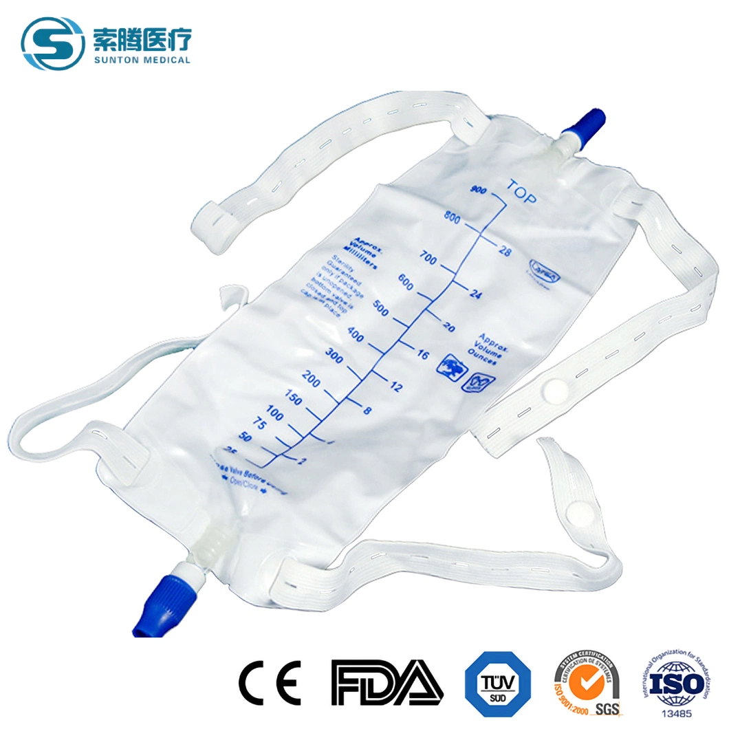 Sunton Urinary Incontinence Urology Sterile Urine Leg Bag 500ml 750ml 1000ml Urine Collector Leg Bag China Antimicrobial Sterile Drainage Bag Manufacturers