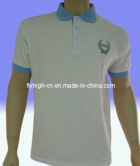 Light Blue Embroidery Pique Embroidered Polo Shirt