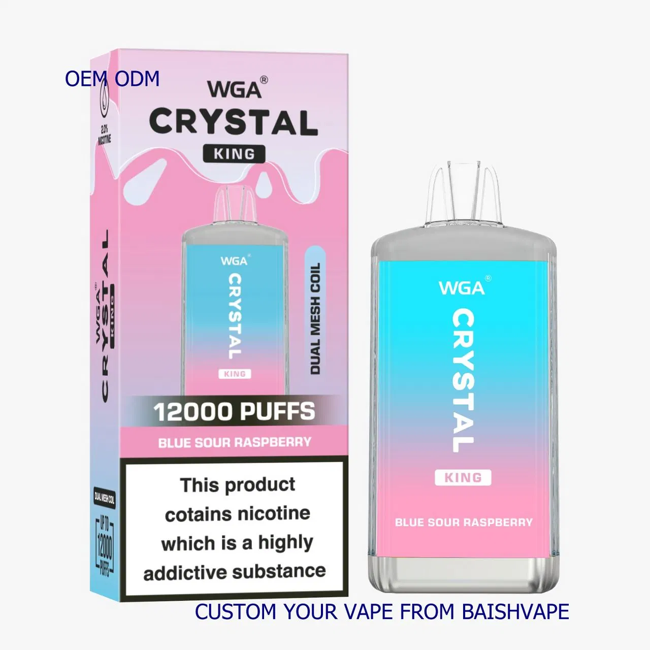 Wga Crystal King 12000 Puff Drop Shipping Zbood Cigarette Electronic Uumi Box Tornado Husky Vipo Again Electronic Pen Disposable/Chargeable Vape