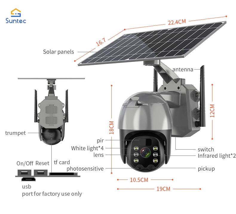 Tuya 4G/Wireless WiFi a todo color en el exterior de la cámara digital resistente al agua de seguridad CCTV DOMO PTZ Solar PIR IP de la cámara de la batería de audio