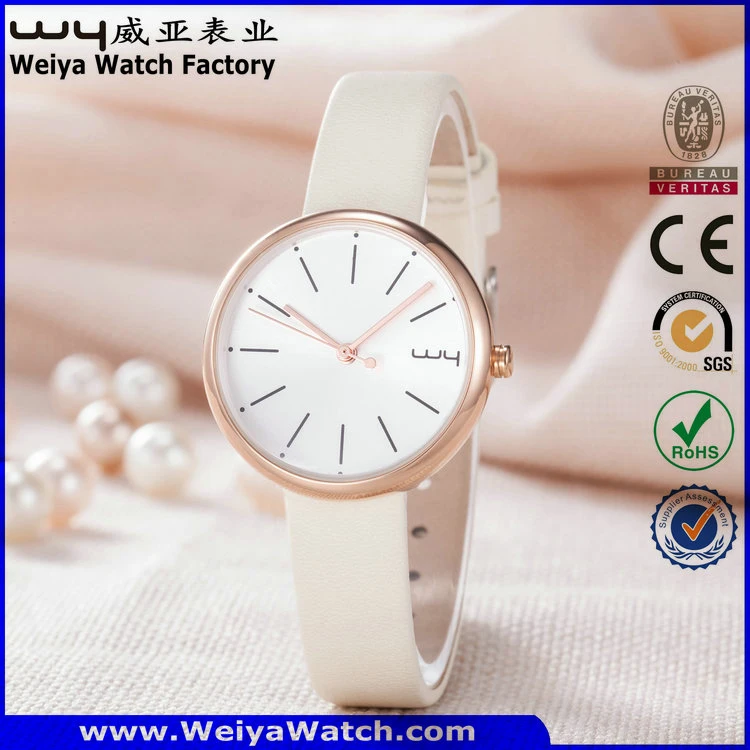 ODM Fashion Leather Strap Quartz Ladies Wrist Watch (Wy-126E)