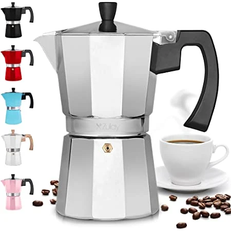 Classic Italian and Cuban Coffee Brewing Cafetera Six Cup Stovetop Espresso Moka Pot Coffee Maker