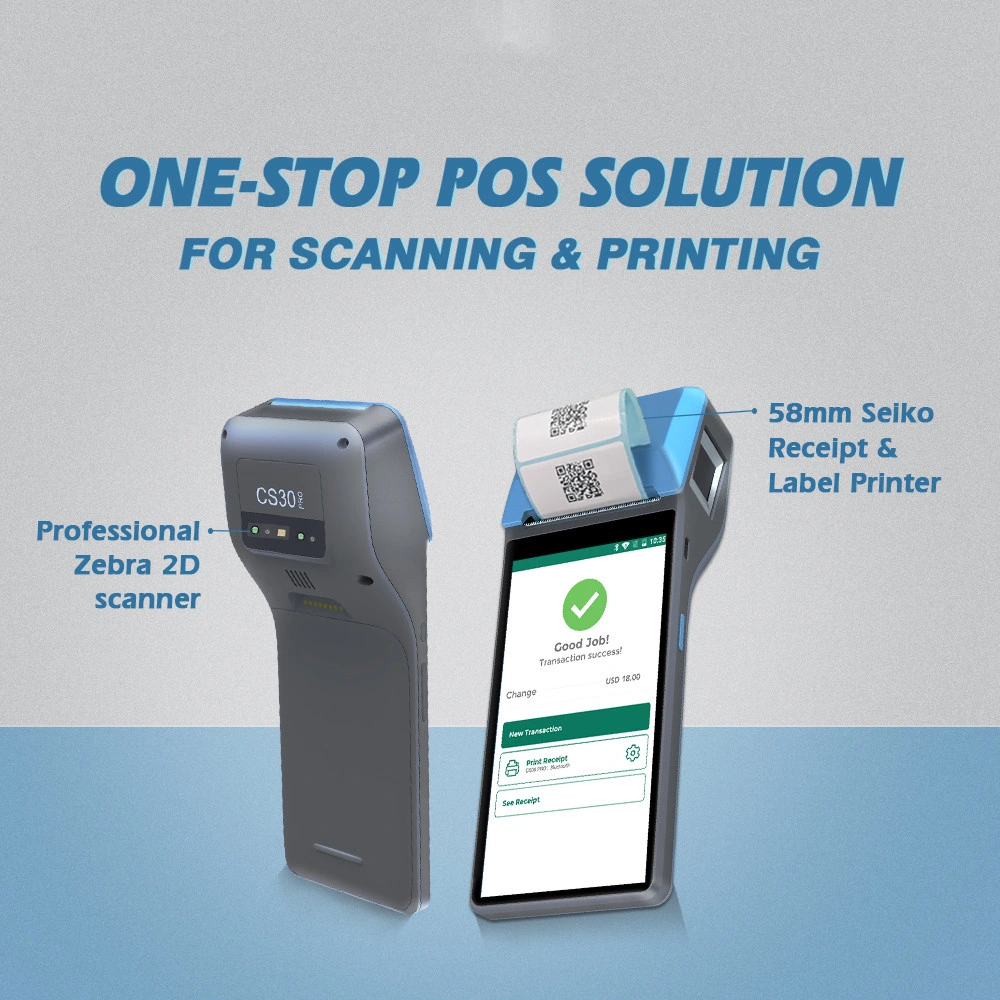 Label Printing Invoice Printing Portable POS Terminal with Android 10.0 Hzcs30 PRO
