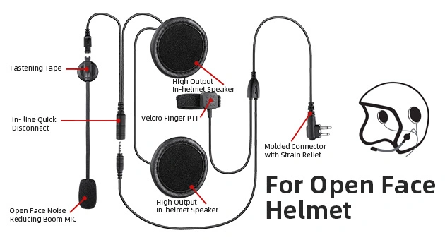 Motorcycle Helmet Headset Headphone Microphone for Two Way Radio