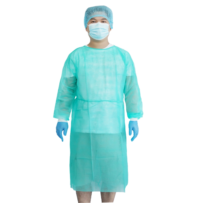 Dark Green Color Disposable Isolation Gown Lab Gown Fluid Resistant