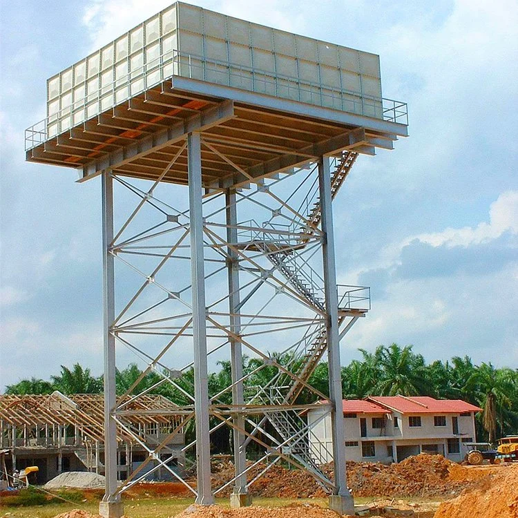 1.22*1,22 m do tanque de água galvanizado 12m de altura elevada torre de aço do tanque de água em aço galvanizado