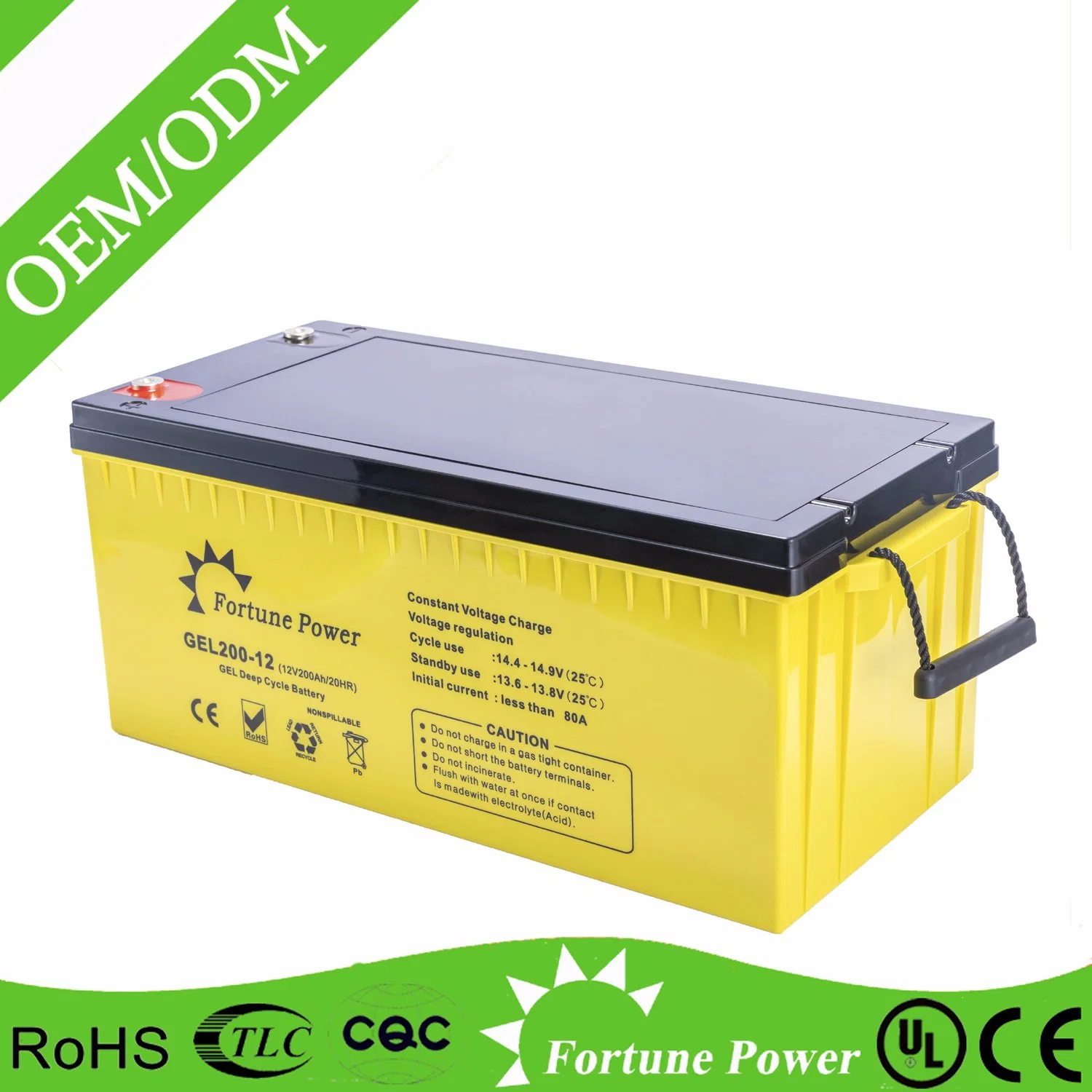 Batterie au gel de cycle profond 12V200ah pour système d'énergie solaire