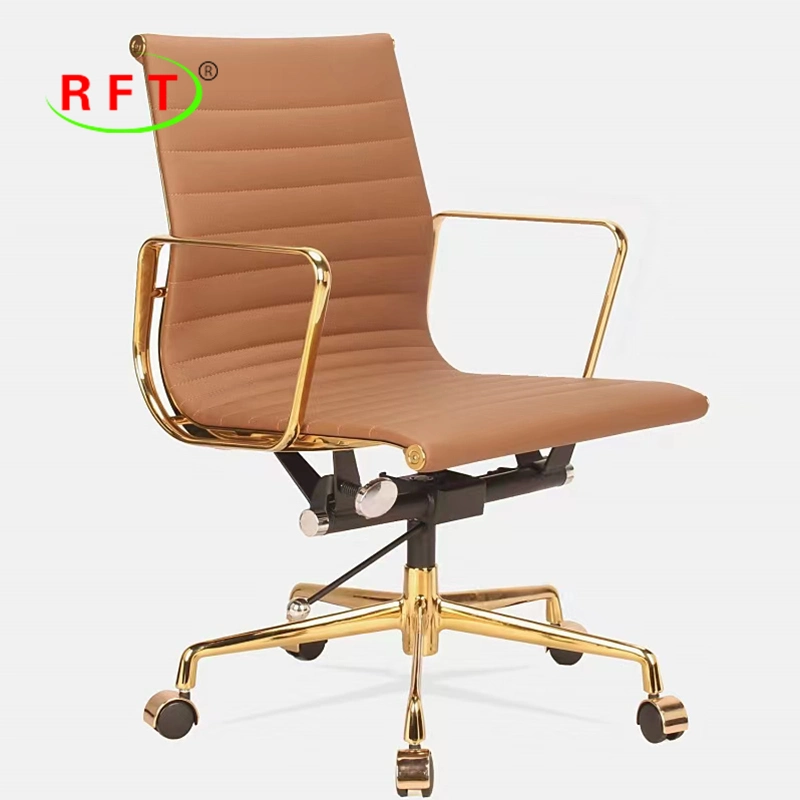 Cream PU Genuine Leather Office Furniture Swivel Executive Manager Staff Chair