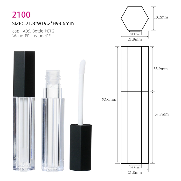 Hight Quality Color DIY Cosmetic Clear Lipgloss Tubes Screen Printing PP Square Light Lipgloss Tubes