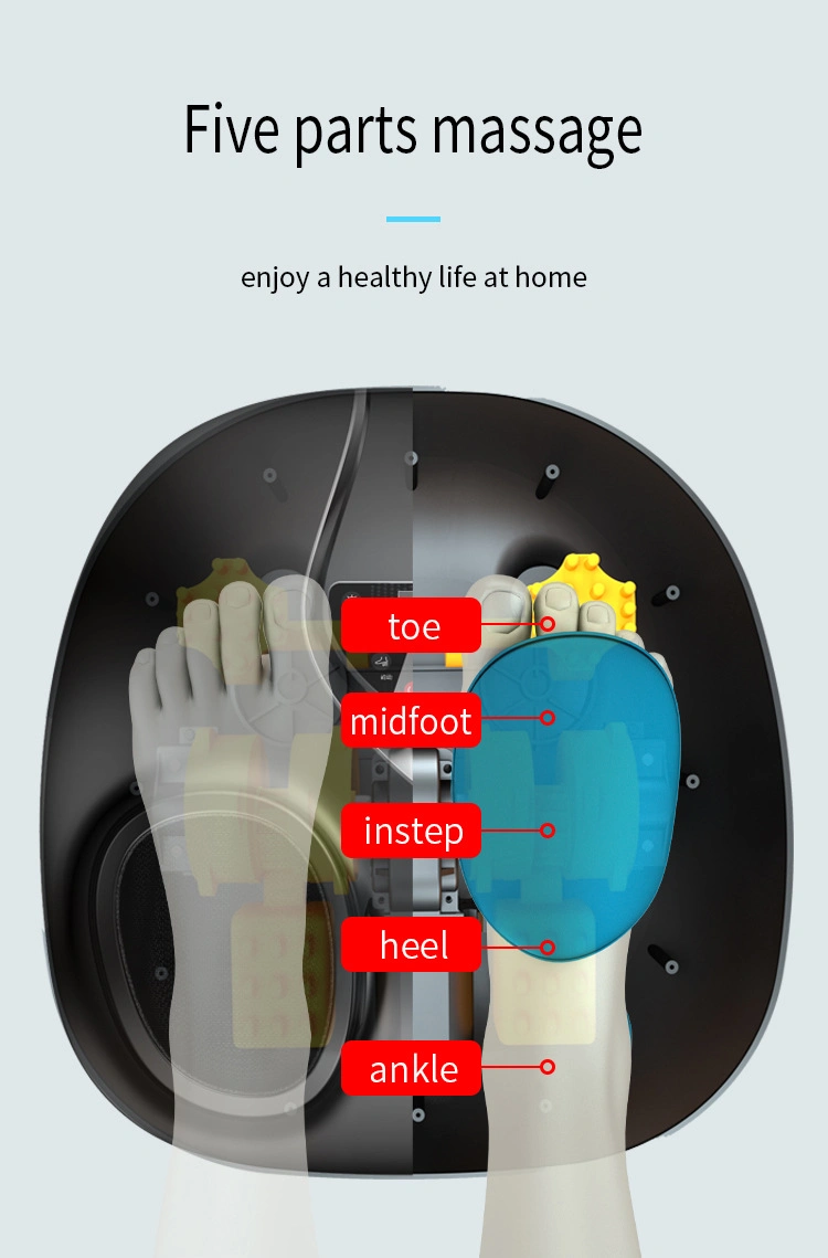 Terapia de pies profesional de ABS de mano compresión Massener compresión de aire Circulación de sangre masajeador de pies calientes Shiatsu