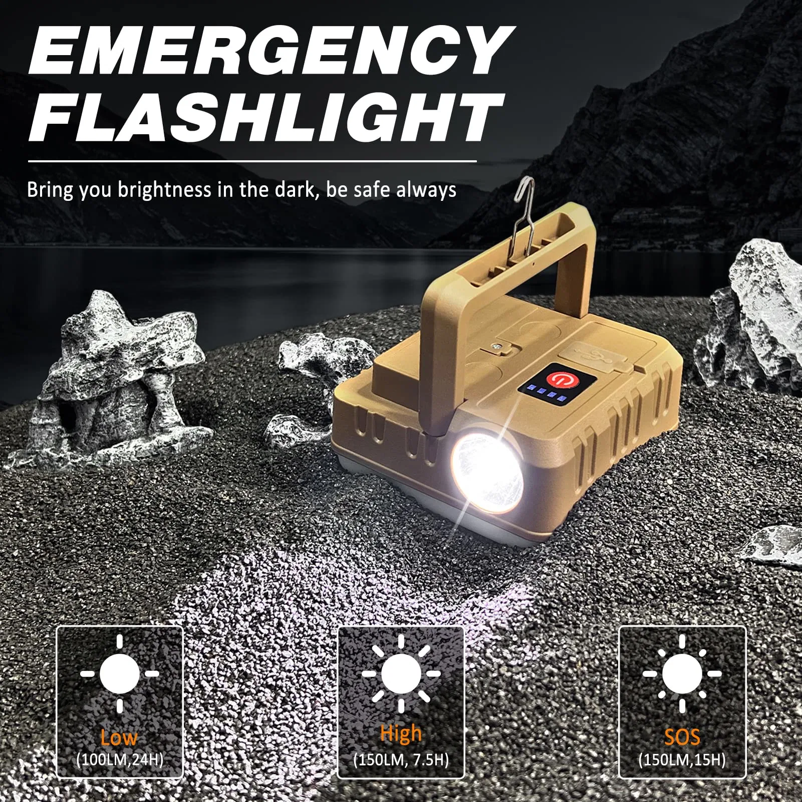 2 in 1 Camping Lantern Flashlight 4-Pack LED USB Rechargeable LED