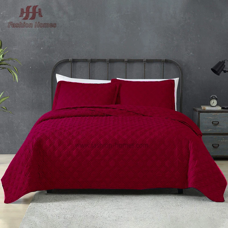 F-4240 Ultra Soft Diamond 100% Polyester Embroidery Quilt Bedspread Set Home Bedding Sets