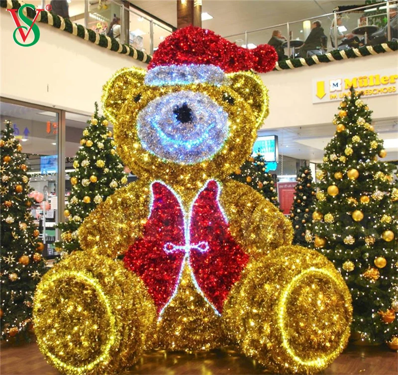 3D Grande Urso de Pelúcia Motivo de Natal Luzes Exibição de Iluminação LED