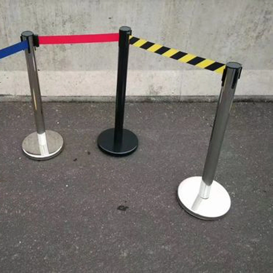 Atacado preço barato 2m correia de nylon retrátil Barrier Stanchion Prata Espelho