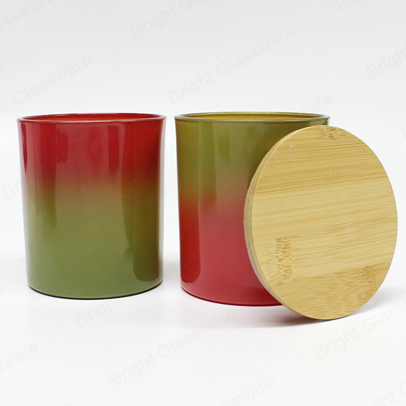 Luxury Glossy Red Green Candle Jars with Lids for Candle Making