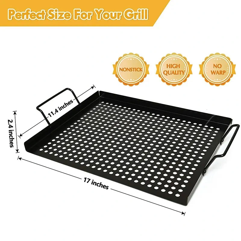 Grillgeräte Grillkorb Metall Outdoor Camping Grill Grillplatte Pfannen Antihaft Grill Topper mit Löchern