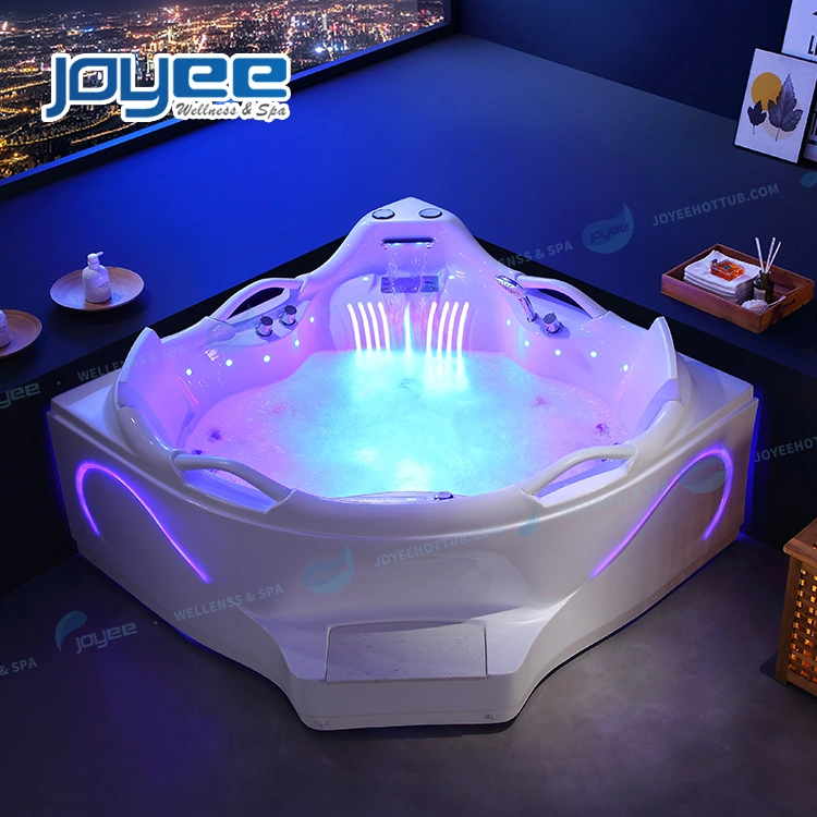 Joyee Luxury Jacuzzy SPA Bath Freestanding Step in Whirlpool Bathtub Whirlpool with LED Big Waterfall