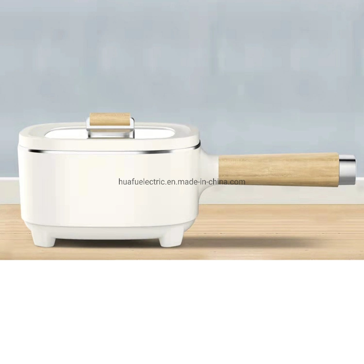 Multi Cooker with Long Handle PP Wooden Light Automatic Switch on /off Non-Stick Cooker 2L Electric Skillet