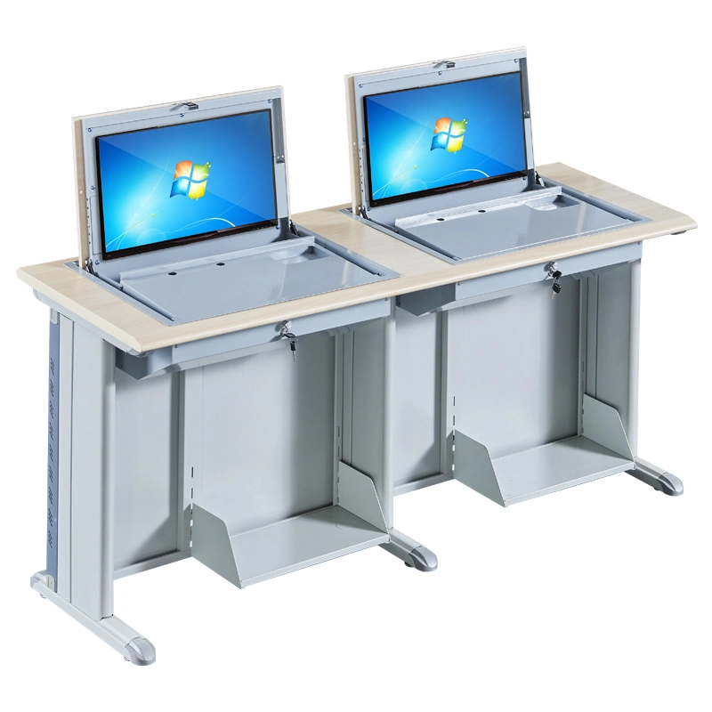 Multimedia Classroom Desk Flip Computer Desk Flip up LCD Monitor Classroom Table