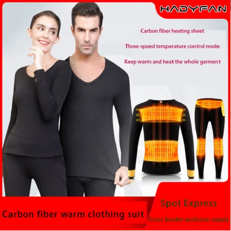 New Winter Products 7.4V DC Soft Lightweight Thick Smart Heating Clothes Interface Electrical Heated Underwear for Men and Women Heated Ultra