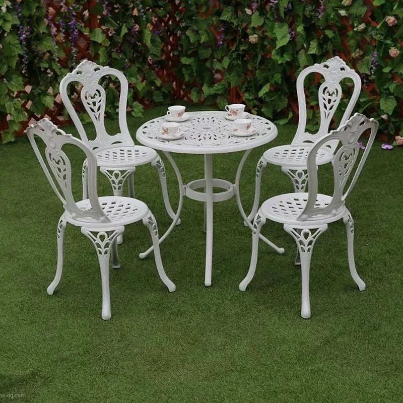 Modern Casual White Color Metal Chair Dining Outdoor Cast Aluminum Patio Die Aluminum Casting Outdoor BBQ Garden Furniture Set