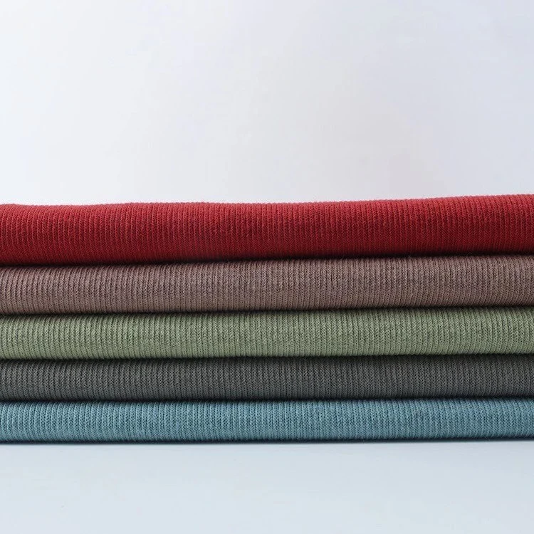 Factory Direct Custom Solid Color Dyed Soft 95%Polyester 5%Spandex Stretch Hoodie Rib Knitted Fabric for Shirting