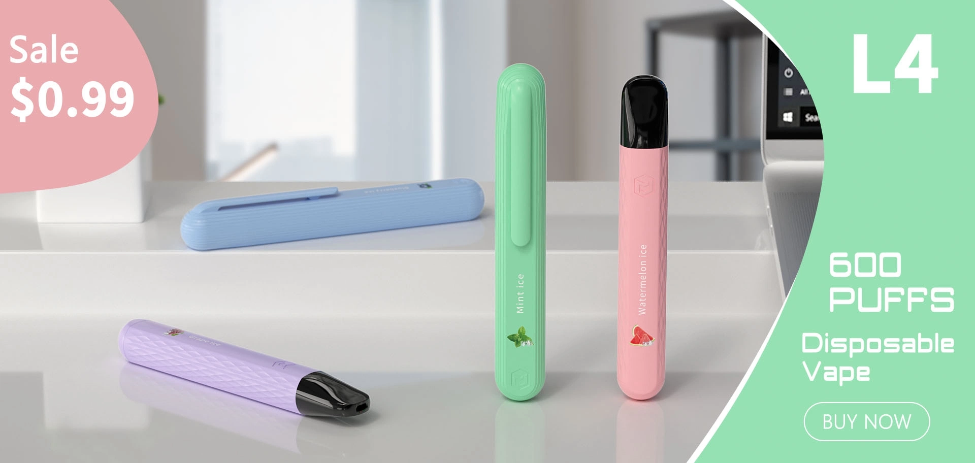 Wholesaler Price L4 0.99USD Disposable 600puffs Vape Pen Tpd Mod System Pre-Refilled Pen