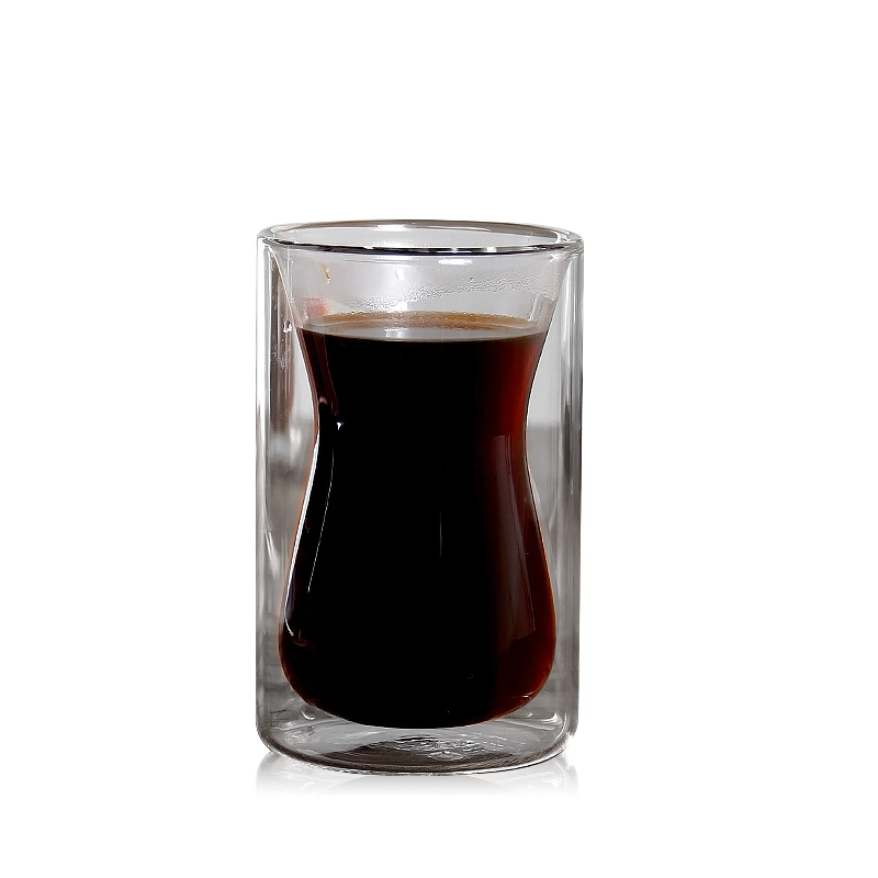 Mini tamaño doble pared Vidrio de borosilicato Espresso taza, taza de café de cristal 250 ml