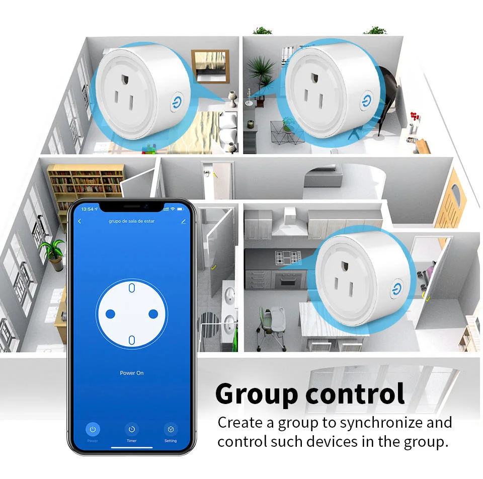 Alexa Voice Remote Control Energy Monitoring Socket CE Certificate RGB Colors Mini Smart Plug