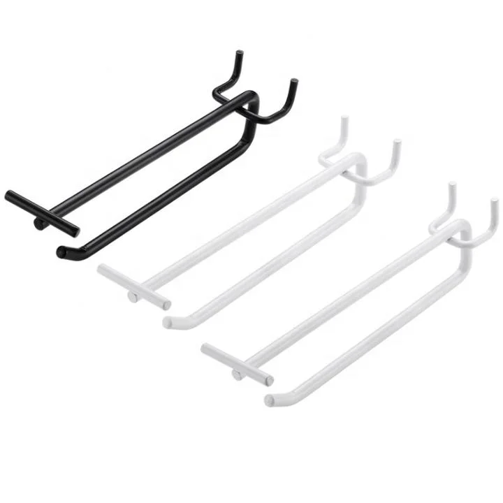 Double Lines Black White Chrome Gridwall Hooks