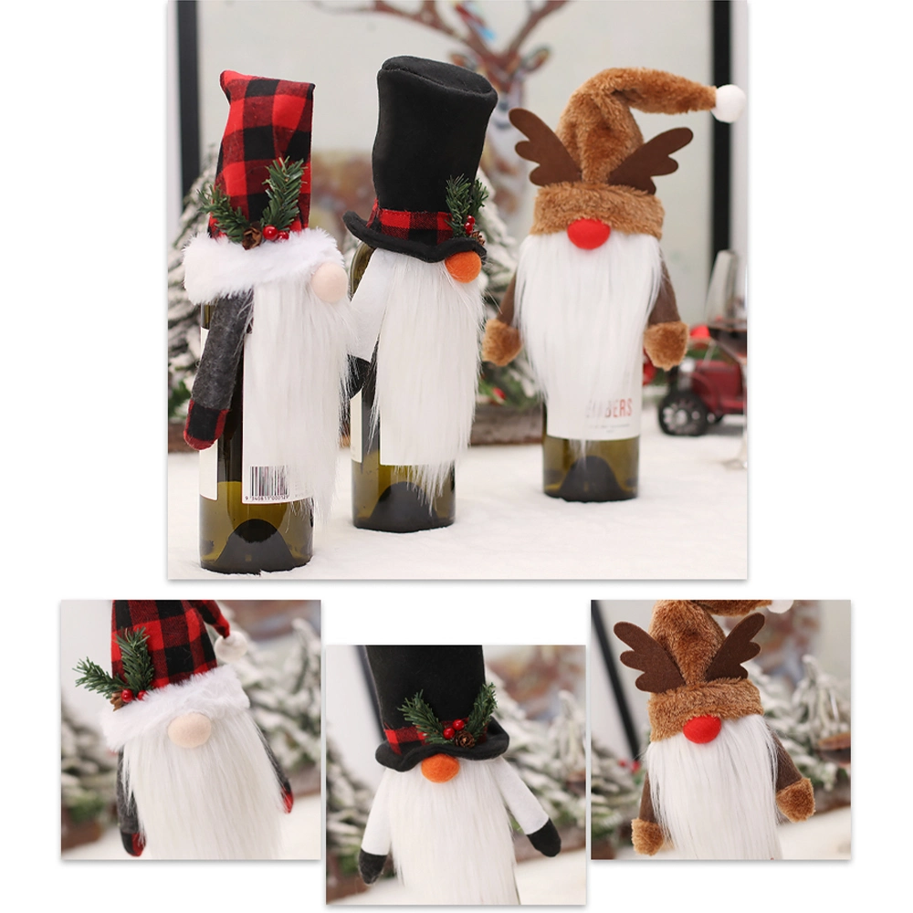 New Design Plush Wine Bottle Cover Christmas Ornaments Holiday Decoration Party Gifts