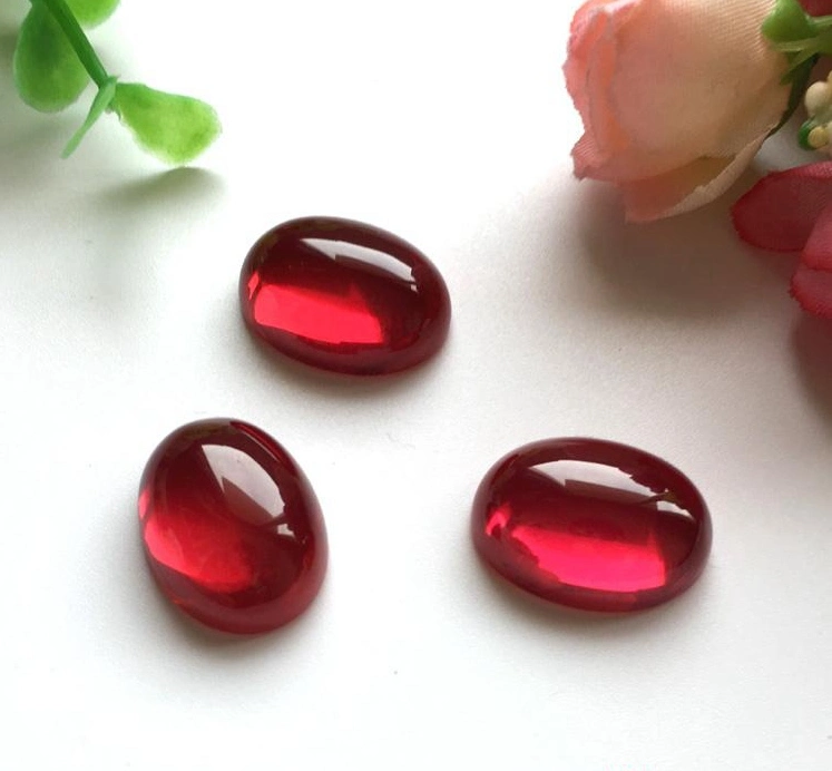 Machine Cut Oval Shape with Flat Back 5#Ruby Price Synthetic Ruby Gemstone