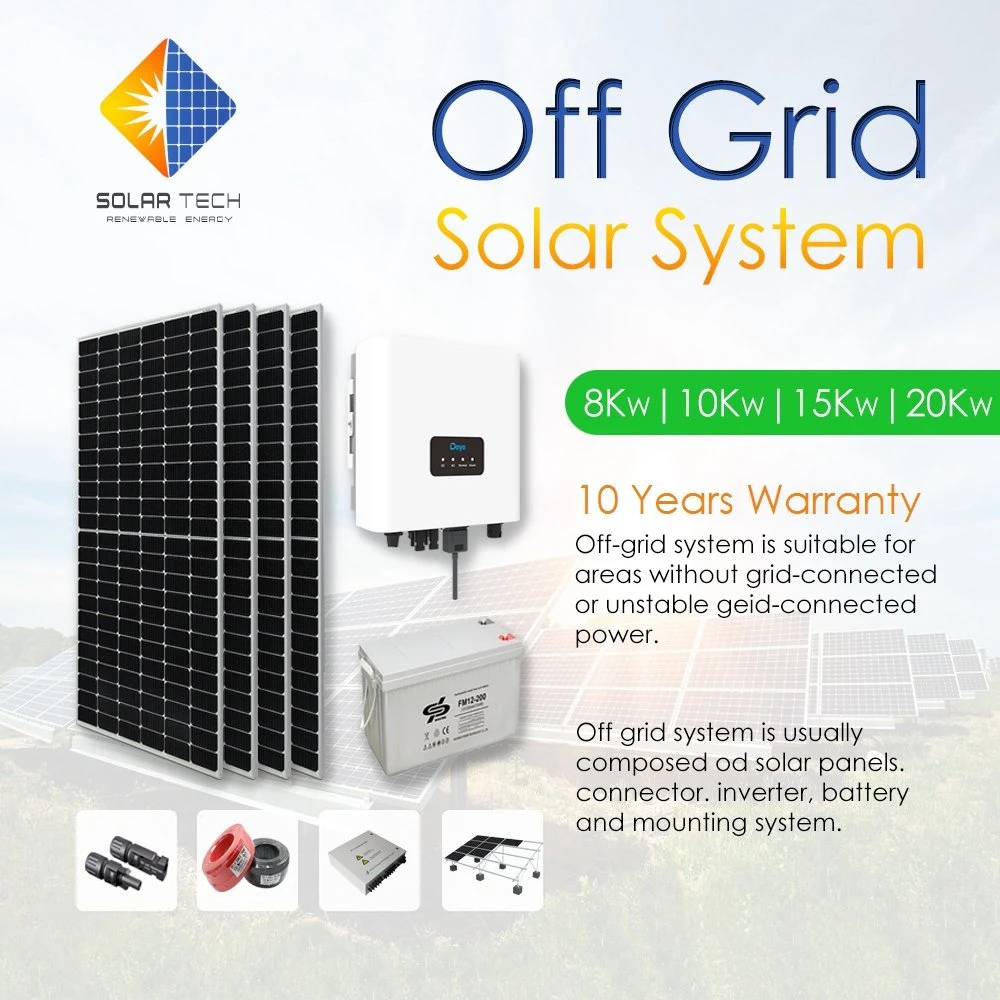 off Grid 5kw a 15kw Casa Hogar Usado Suministro de Energía Solar Almacenamiento Panel Generador Sistemas de PV Precio para Aire Acondicionado con Inversor