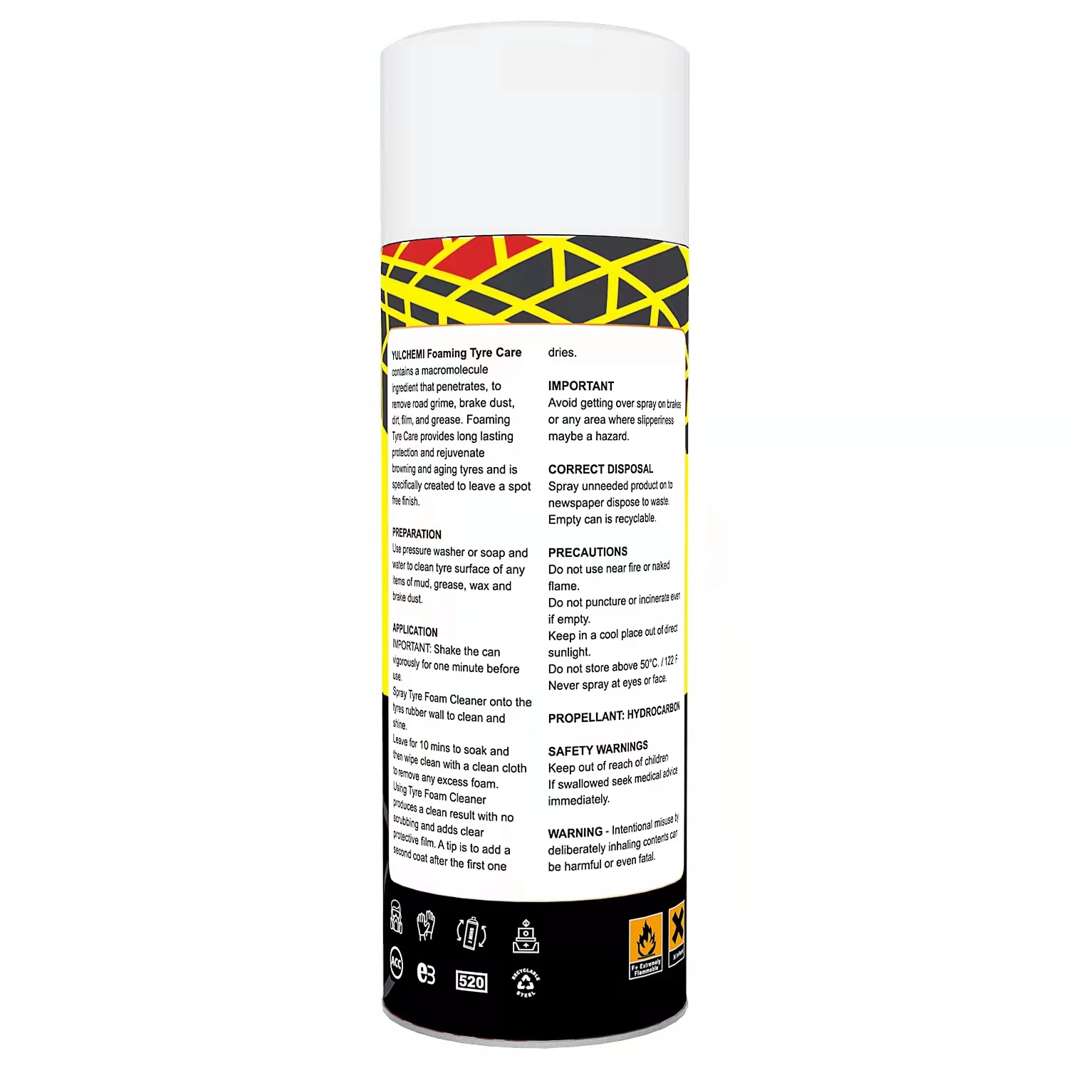 Detaillierung Auto Wasserlos Auto Waschen Reifen Shine Foam Spray