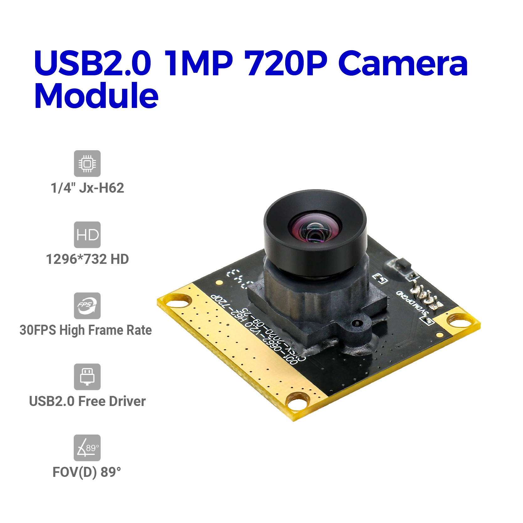 Bajo precio 1/4"Jx-H62 CMOS Sensor FF 1MP 720p HD 30fps Plug&amp;Play sin distorsiones de lente de 69 grados del módulo de cámara USB