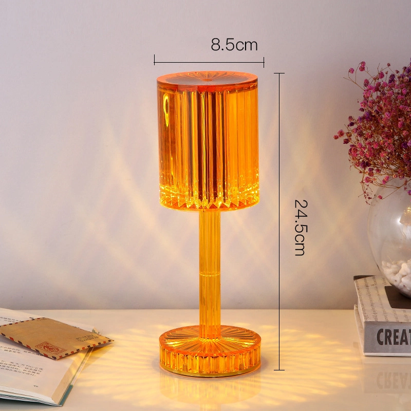 Rechargeable Touch Dimmable Crystal Table Lamp with 3 Dimmable Colors