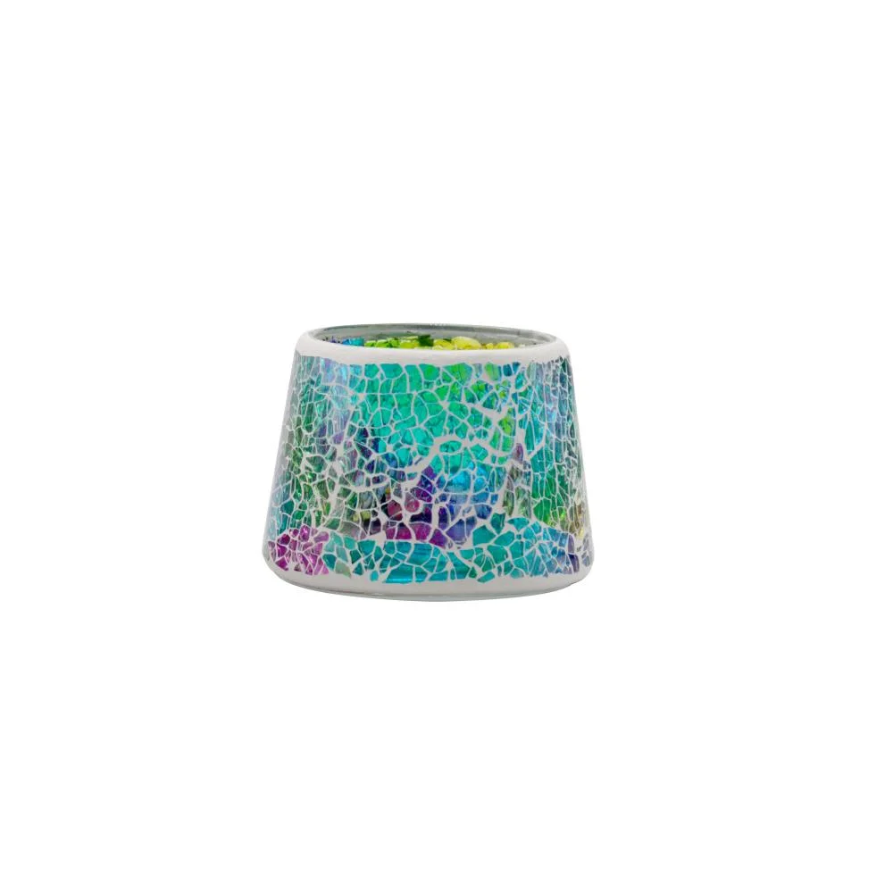 Custom New Design Crystal Colorful Pattern Diwali decoraciones para el hogar 100% Portavelas de jarro de cristal de mosaico hecho a mano
