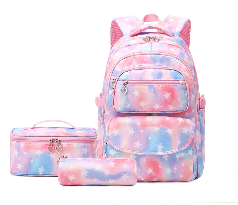 Fashion Three-Piece Sets Girl Waterproof Primary Children School Student Lunch Pencil Pen Backpack Pack Bag (CY0091)