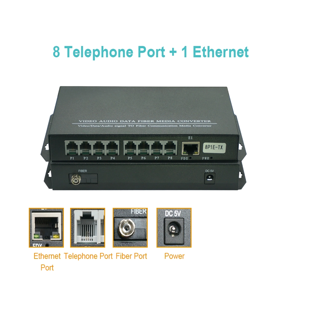 8 Channels Telephone Fiber Transceiver